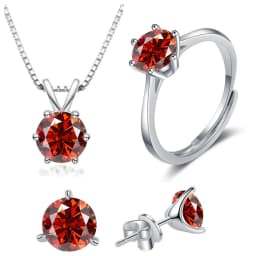 4CT 925 Sterling Silver Jewelry Set VVS1 Full Moissanite Pendant Necklace Ring Earrings for Women Fashion Dating Accessories