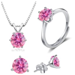 4CT 925 Sterling Silver Jewelry Set VVS1 Full Moissanite Pendant Necklace Ring Earrings for Women Fashion Dating Accessories
