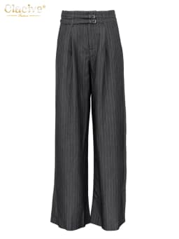 Clacive Fashion Loose Gray Stripe Women's Pants 2025 Elegant High Waist Wide Trousers Vintage Classic Full Length Pants Female