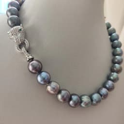 Baroque AAAA+12-11mm Natural Haiti Black Blue Pearl Necklace 925s 16in 18in 20in 22in 24in 35in
