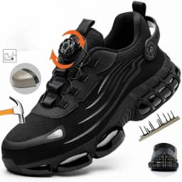 Men's Work Shoes Rotary Buckle Work Sneakers Protective Shoes Safety Industrial Puncture-Proof Anti-Smash Steel Toe Shoes