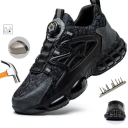 Men's Work Shoes Rotary Buckle Work Sneakers Protective Shoes Safety Industrial Puncture-Proof Anti-Smash Steel Toe Shoes