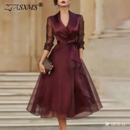 Elegant Lapel Ruffle Mesh Party Dress Woman Spring Solid High Waist Bowknot Flowy Maxi Dress Summer Sheer Sleeve Sexy Boho Dress