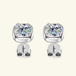 JoiasHome 2CT Moissanite Sugar Cube Earrings 925 Sterling Silver Simple Shiny Jewelry Valentine's Day Gift