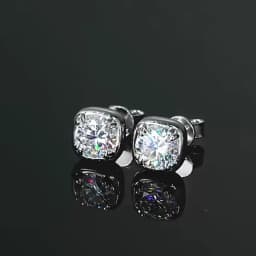 JoiasHome 2CT Moissanite Sugar Cube Earrings 925 Sterling Silver Simple Shiny Jewelry Valentine's Day Gift