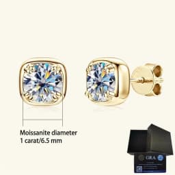 JoiasHome 2CT Moissanite Sugar Cube Earrings 925 Sterling Silver Simple Shiny Jewelry Valentine's Day Gift