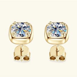 JoiasHome 2CT Moissanite Sugar Cube Earrings 925 Sterling Silver Simple Shiny Jewelry Valentine's Day Gift