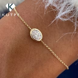 1/2carat Bezel Set Oval Cut Moissanite Bracelet for Women S925 Silver Plated 18k Gold Solitaire Diamond Wrist Chain Fine Jewelry