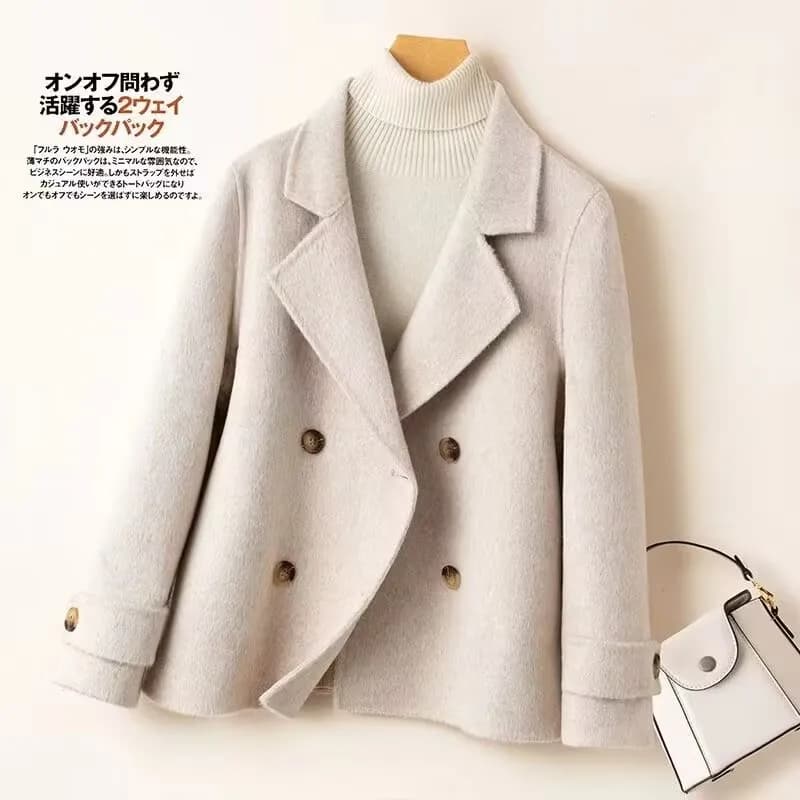 High-Quality Double-Sided Woolen Coat For Women 2026 New Short Temperament Doll Neck Mother's Outfit Woolen Coat Female Red Came