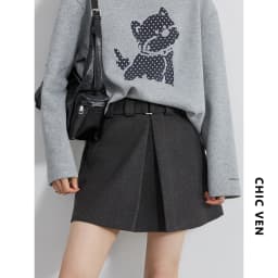 CHIC VEN Fashion Women Skirts Solid New High Waisted A-line Slim Ladies Half Skirt Hip Hugging Autumn Winter 2025