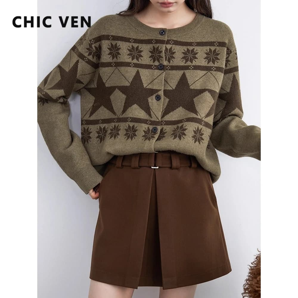 CHIC VEN Fashion Women Skirts Solid New High Waisted A-line Slim Ladies Half Skirt Hip Hugging Autumn Winter 2025