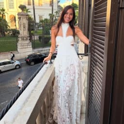 Elegant High End Lace Patchwork Dresses Women's Trendy Hollow Robe Irregular Design Vistidos 2026 New Spring Party Halter Gown