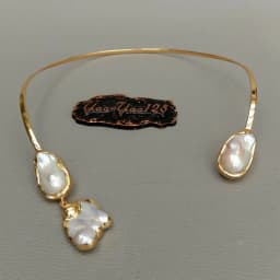White Keshi Pearl 18 K Yellow Gold Plated Choker Necklace