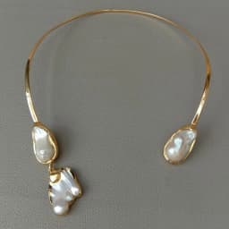 White Keshi Pearl 18 K Yellow Gold Plated Choker Necklace