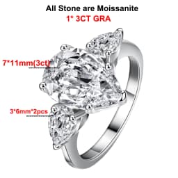 Waterdrop Shape Full Moissanite Engagement Rings for Women 925 Sterling Silver Wedding Band Jewelry Pear Cut Diamond with GRA