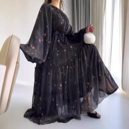 Women Dress Long Dresses A Line Casual Puff Full Sleeve Round Neck Maxi Lace Up Tight Waist Print Floral Elegant Splice Vestidos