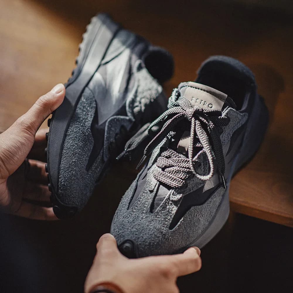 Maden Spring Vintage Thick-soled Patchwork Black Sneakers Casual Breathable Jogging Shoes Low-top Lace-up Sporty Summer Shoes