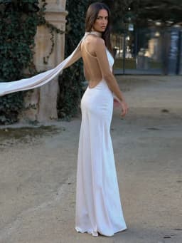 Elegant Women's Satin Ribbon Halter Long Dress Sexy Sleeveless Backless Maxi Dresses Wedding Guest Evening Party Gown Green Blue