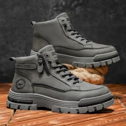 2025 A/W New Men's Mid-High Top Outdoor Work Boots - Zip-Up, Hiking Casual Sports Mountaineering Style