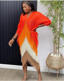 Miyake Tassel Patchwok Color Block Dress for Women Pleated Batwing Sleeve Mid-calf Dresses Fashion Female 2025 Summer