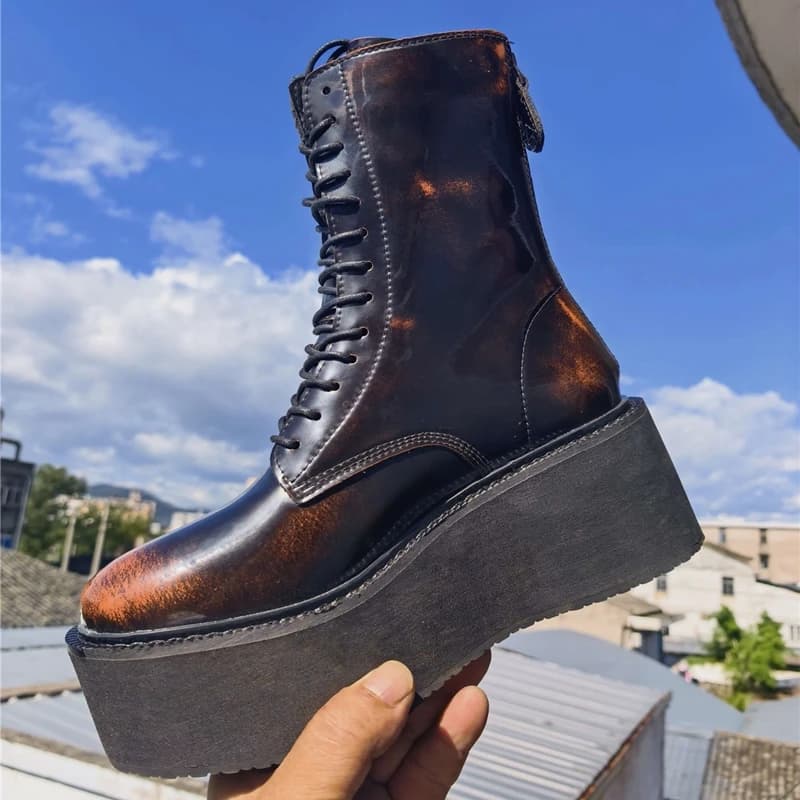 Women's Ankle Boots and Booties Non-slip Thick-soled Fall and Winter Women Boots Retro Height Enhancer Female Motorcycle Boots