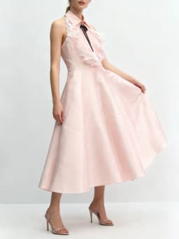 TWOTWINSTYLE Elegant Slimming Spliced Lace Long Dresses for Women Lapel Sleeveless High Waist Patchwork Bowknot Dress Female New