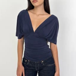 Talenza Casual Women's Tops Fashion V Neck Hollow Pleated Solid Short Sleeve T-Shirt Summer Streetwear Elegant Women's T-Shirts