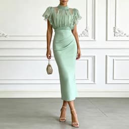 Fashion See through Mesh Lace-Up Top Spaghetti Strap Maxi Dress Two-Piece Set Women's Summer Slim Elegant Outfit for Streetwear
