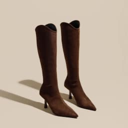Vintage Pointed Toe Women Stretch Slim High Boots Fashion Back Zippers Shoes Autumn Winter High Heel Ladies Knight Long Booties