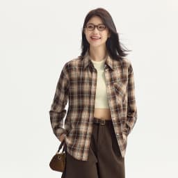 Semir Long Sleeve Shirt Women Oversized Drop Shoulder Plaid Shirt Autumn Chic Loose Retro Casual Stylish Top