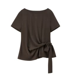 SENTUBILA Women's Summer T-Shirt Knit Cotton Short Sleeve Top 2026 Minimalist Round Neck Self-Tie Belt Slim Waist Tees 162TA3735