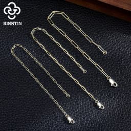 Rinntin Genuine 925 Sterling Silver Italian Paperclip Link Chain Bracelet for Women Trendy Silver Hand Bracelet Jewelry SB218