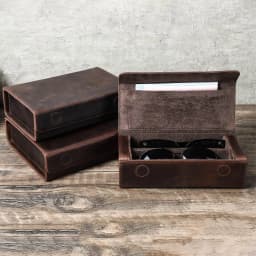 Retro Genuine Leather 2/3/4/6/8 Grids Eyeglasses Storage Box Sunglasses Glasses Display Case Family Travel Sunglasses Organizer