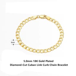 ORSA JEWELS 18K Gold Cuban Chain Bracelet 925 Sterling Silver 5mm Italian Fashion Handmade Bracelet Jewelry for Men Women SB123