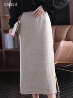 2024 Autumn Winter New 100%Pure Wool Knit Long Skirt Women Casual Thick Korean High Waist Pack Hip Cashmere Wild A-Line Skirt