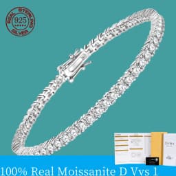 S925 Sterling Silver D VVS Moissanite Tennis Bracelet Passes Diamond Sparkling Test Solid Jewelry Wedding Women Gift