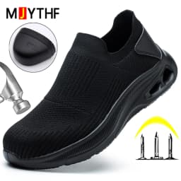 2026 Breathable Mens Work Safety Shoes Lightweight Steel Toe Anti Smashing Anti Slip Indestructible Male Boots Footwear Sneakers