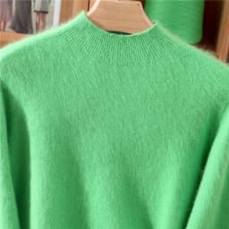 Autumn Winter New Mink Cashmere Sweater Women's Half-Height Color Matching Knitted Pullover Casual Padded Wool Bottoming Coat