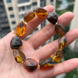 Yoowei Baltic Medical Amber Bracelet for Unisex Original Handmade Fashion Diy Healing Yellow Amber Jewelry Accessories Wholesale