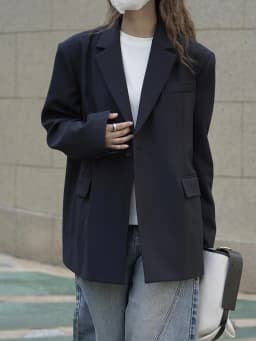 RZIV Fashionable Design Slanted Placket and Back Slit Coats, Loose Fitting Suit, Slimming Jacket for Women