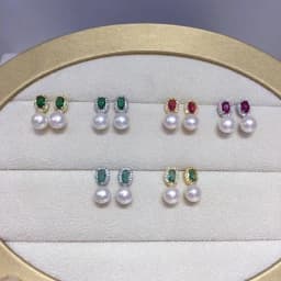ZHBORUINI Natural Freshwater Pearl Earrings 8-8.5mm Elliptical Inlay Retro Minimalist Style Jewelry Suitable for Daily Wear 