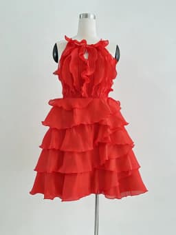 TWOTWINSTYLE Fashion Slimming Spliced Ruffles Mini Dresses F or Women Round Neck Sleeveless High Waist Casual Dress Female New