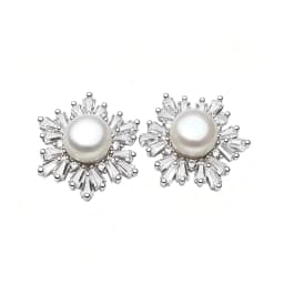 Real Silver 925 Pearl Earrings Woman,Elegant White Natural Freshwater Jewelry Pearl Earring Wife Mother Birthday Gift Pink