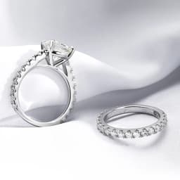 Smyoue 18k Plated 0.6-4.2CT All Moissanite Rings for Women Sparkly Luxury Wedding Diamond Band 100% 925 Sterling Silver Jewelry