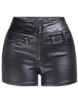Sexy Black PU Casual Fashion Summer Shorts Women Clothing Goth Faux Leather High Waisted Womens Shorts Y2K Hot Woman Short Pants