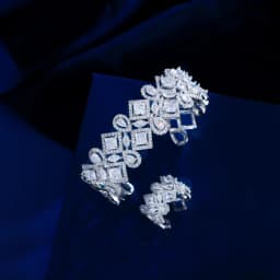 CWWZircons 5A Cubic Zirconia Luxury Adjustable Open Cuff Wedding Bridal Bangle Bracelet and Ring Jewelry Sets for Women T748