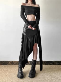 AltGoth Harajuku Cyber Punk Skirt Women Dark Academia Gothic Streetwear New Fashion Y2k Irregular Pu Patchwork High Waist Skirt