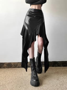 AltGoth Harajuku Cyber Punk Skirt Women Dark Academia Gothic Streetwear New Fashion Y2k Irregular Pu Patchwork High Waist Skirt