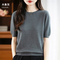Autumn Women 100% Merino Wool Sweater O-Neck Cashmere Pullover Basic Fashion Short Sleeve Clothing Comfort Top Casual Solid