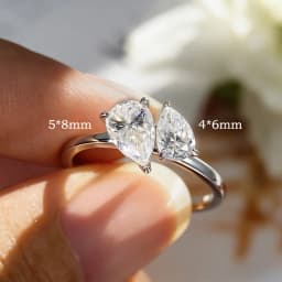 Smyoue Double Pear Cut All Moissanite Wedding Rings for Women Christmas Gift 925 Solid Silver Womans Ring Lab Diamond Jewelry